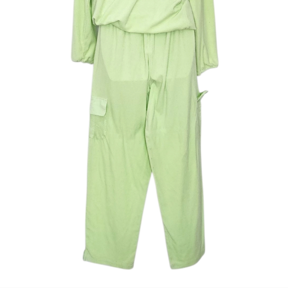 STAN HERMAN Hooded Velour Lounge Set Size Medium 1/2 Zip Jacket Pants Set - Picture 4 of 6